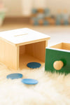 Montessori Baby Münzbox, Holzspielzeug, Kindergeschenk, Geburtstag